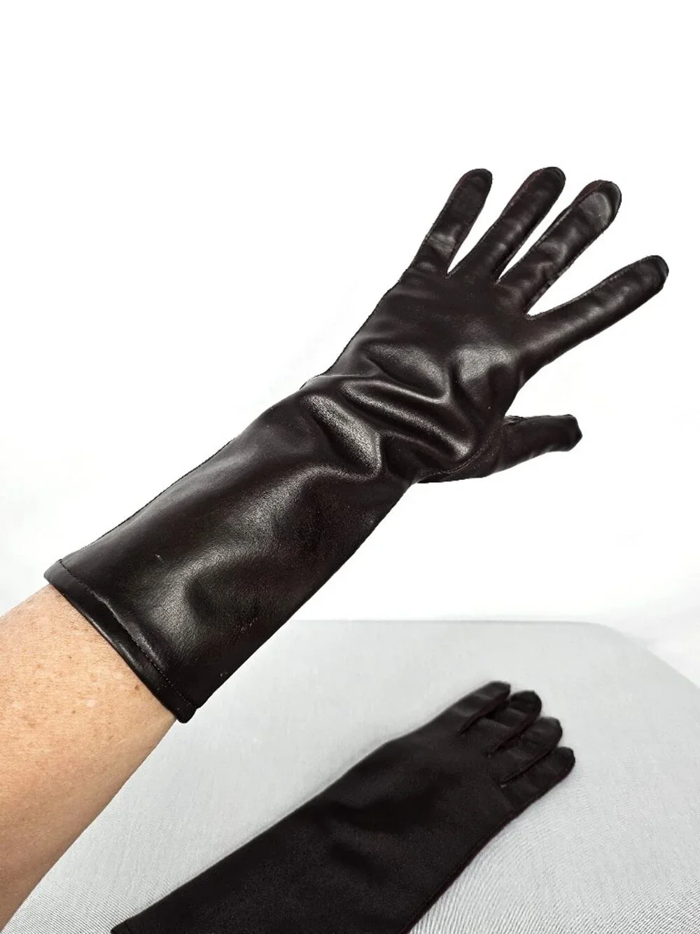 Vintage Opera Length Brown Gloves I Made in Japan I Women's Size S/M